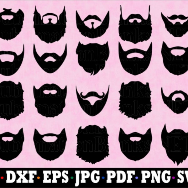 Beard SVG - Men Svg - Beard Silhouette- SVG Cut Files- Beard Bundle SVG- Beard Clipart- Beard Cut File- Beard Vector Instant Download Beards