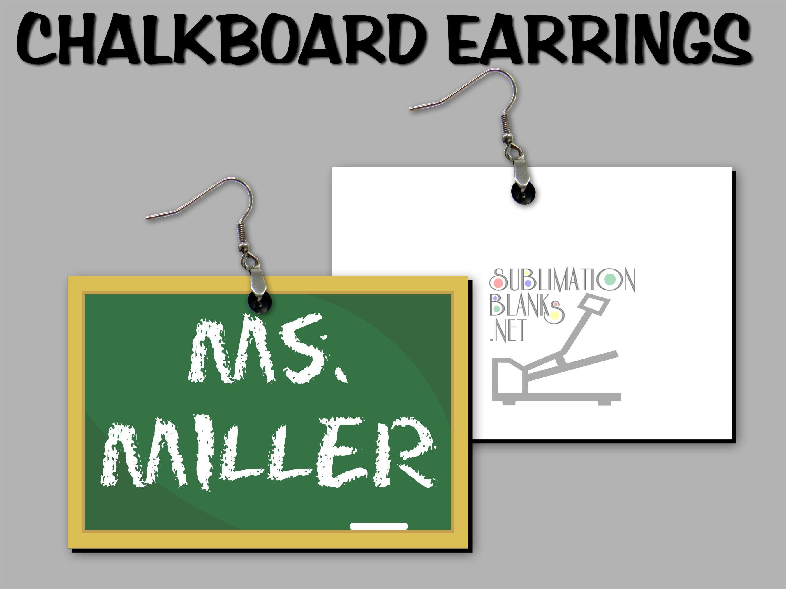 CHALKBOARD Earrings Teacher Sublimation Blanks Sublimation Earrings  Wholesale Prices Multiple Sizes Single Sided Earring Blanks School Diy 