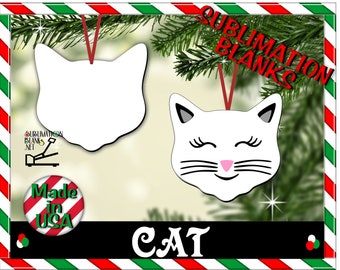 ds CAT CHRISTMAS ORNAMENT Sublimation Blanks Picture Ornament Photo Gift Christmas Decor Wholesale Cat Gift Cat Mom Cat Dad Cat Lover