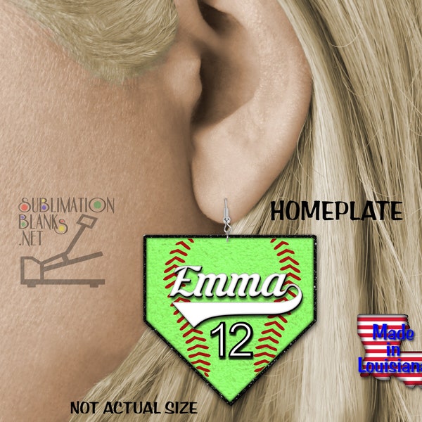 ss HOMEPLATE Baseball Softball DANGLE Earrings SUBLIMATION Blanks jewelry Fun Earrings Cute Unisub Mdf Diy Earring Softball Mom Baseball Mom