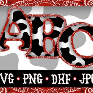 COW PRINT SVG, Monogram Svg Dxf Png Alphabet, Digital Download Cricut Cut Files Initial LettersClipart svg files Font Western Cowboy ,Diy