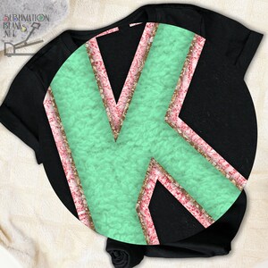 Sublimation Designs Downloads, MINT Green, Pink, Gold, CHENILLE Letters, PNG, Patches, Varsity Alphabet, Font, Glitter Font,  gold glitter