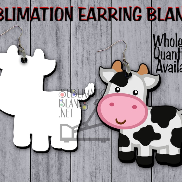 DOUBLE Sided Earrings SUBLIMATION Blanks COW Earrings Farm Animal Earrings Wholesale Cute Earrings Dangle & Drop Earrings Jewelry Blanks diy