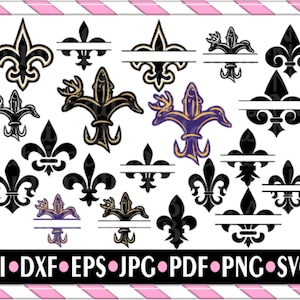 Fleur De Lis SVG MONOGRAM Svg Split Frame svg Bundle Svg Cut Files Cricut Silhouette Laser Cut Files Png Saints Who Dat Fish Deer Duck Hunt