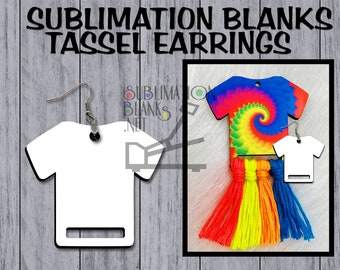 SHIRT DOUBLE Sided Earrings SUBLIMATION Blanks Tassel Earrings Cute Earrings Dangle Boho Earrings Jewelry Tassel Fringe Blouse Cheer Gifts