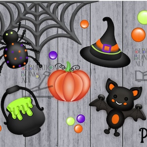SPOOKY HALLOWEEN | Sublimation Earring Designs| Clipart Laser Earring  Downloass Keychain Designs Bat Witch Hat Pumpkin Cauldron Spider Web