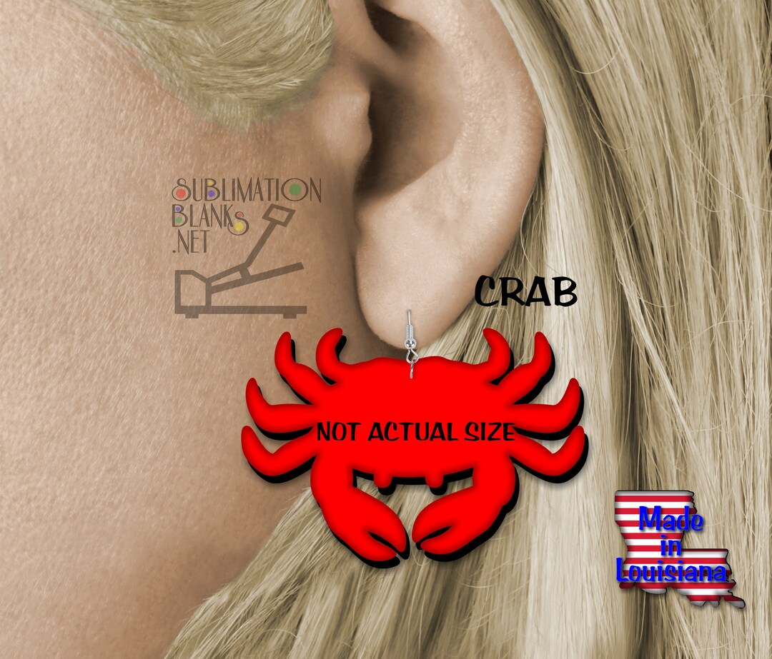 Ss CRAB EARRINGS Sublimation Blanks Earrings Dangle & Drop Earrings