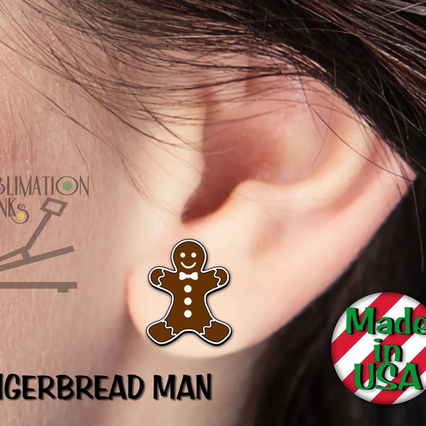 GINGERBREAD MAN Earrings Stud Earrings Single Sided SUBLIMATION Blanks Wholesale Cute Earrings Jewelry Blanks diy Christmas Jewelry Studs