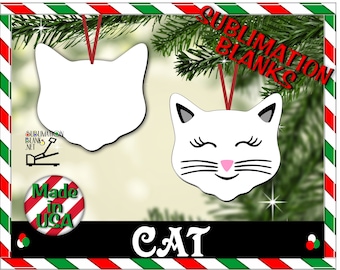 ss CAT Face SUBLIMATION Blanks Christmas Ornament Picture Ornament Photo Gift Christmas Decor Wholesale Cat Gift Cat Mom Cat Dad Cat Lover