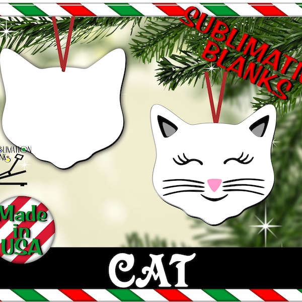 ss CAT Face SUBLIMATION Blanks Christmas Ornament Picture Ornament Photo Gift Christmas Decor Wholesale Cat Gift Cat Mom Cat Dad Cat Lover