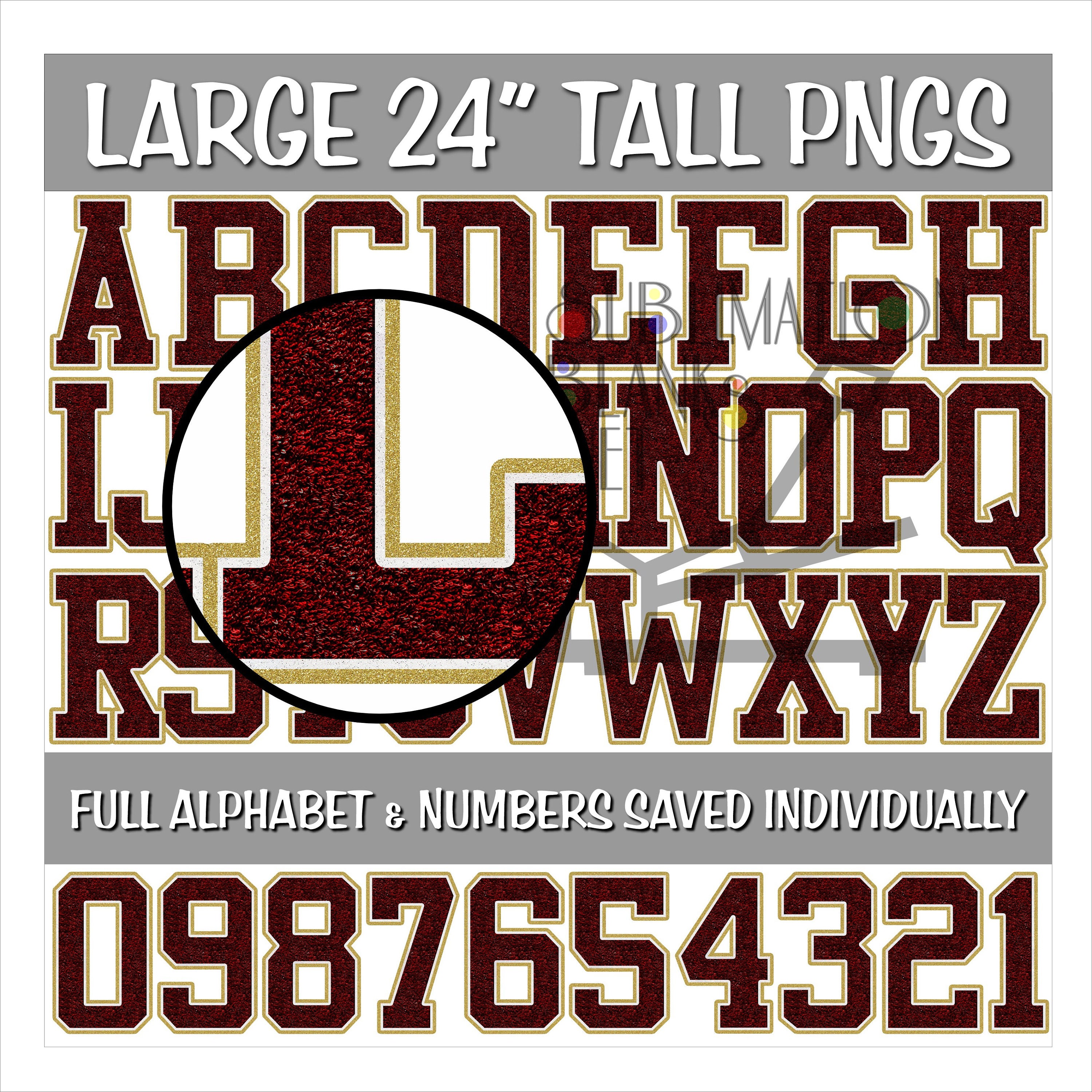 Maroon Gold Glitter, CHENILLE Letters, PNG, Patches, Varsity Alphabet ...
