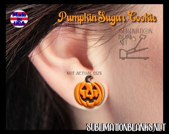 PUMPKIN SUGAR COOKIE Halloween Stud Earrings Sublimation Blanks Bulk Cute Earrings jewelry Studs fun earrings Autumn Blanks for Sublimation