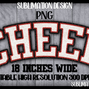CHEER Png Faux Chenille Patch RED WHITe BLACK Team Mascot School Spirit Sublimation Designs Downloass Digital Download Printable Clipart diy