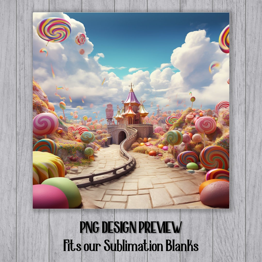 3d CANDYLAND Castle PNG Printable Candy Theme Clock Face Sublimation ...