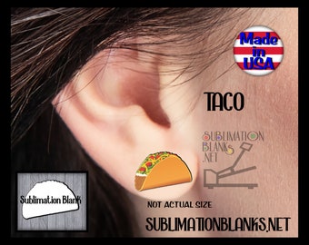 TACO Earrings Studs SUBLIMATION Blanks Wood Earrings Blanks Stud mdf jewelry Mexican Food Necklace Spanish Gifts Decor Pendant Taco Tuesday