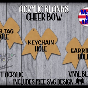 CHEER BOW Clear Acrylic Earrings Acrylic Keychain ACRYLIC BLANKs Acrylic Bag Tag Cast Ornament Badge Reel Car Charm Tags diy Badge Buddy