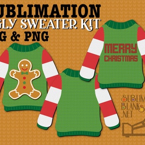 UGLY SWEATER SVG Sublimation Kit Svg png Christmas Svg Holiday Sublimation Designs Downloads Digital Download Alphabet Alpha Letters Fonts image 1