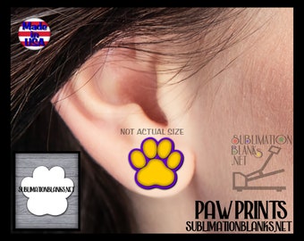 Paw Print SUBLIMATION BLANKS Earrings Studs Earrings Blanks Stud Earring jewelry Necklace Charms Pet Dog Prints Cat Prints