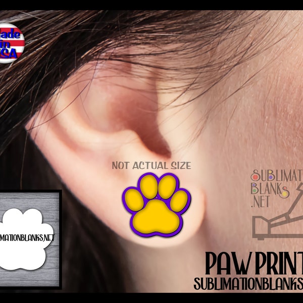 Paw Print SUBLIMATION BLANKS Earrings Studs Earrings Blanks Stud Earring jewelry Necklace Charms Pet Dog Prints Cat Prints