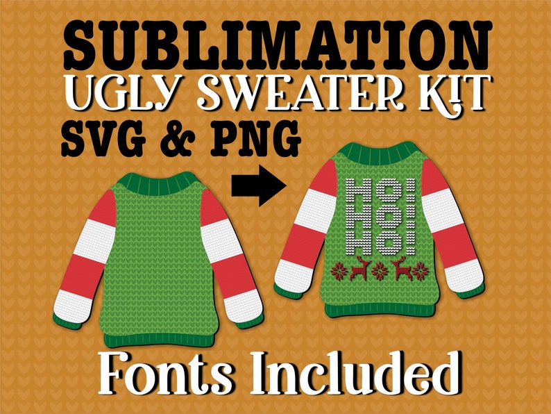 UGLY SWEATER SVG Sublimation Kit Svg png Christmas Svg Holiday Sublimation Designs Downloads Digital Download Alphabet Alpha Letters Fonts image 3