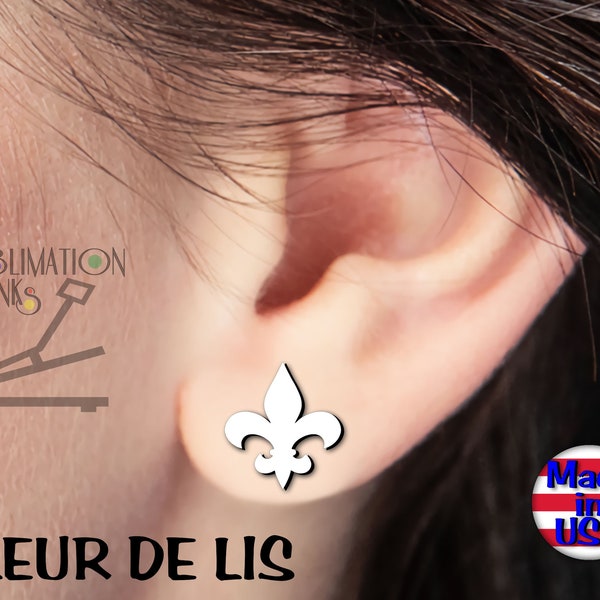 Fleur De Lis STUD Earrings SUBLIMATION Blanks Earrings Single Sided Bulk Wholesale Earrings Cute Earrings jewelry diy Saints Louisiana Cajun