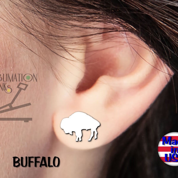 BUFFALO STUDs Earrings SUBLIMATION Blanks Bulk Wholesale Earrings Cute Earrings jewelry diy Wooden Mdf Blanks Fun Earrings Handmade