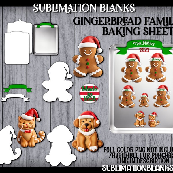 Gingerbread Cookie Sheet FAMILY Sublimation BLANKS Christmas ORNAMENT holiday DiY custom ornaments Personalized Ornament home decor gifts