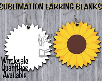 DOUBLE Sided Earrings SUBLIMATION Blanks SUNFLOWER Earrings Flower Earrings Wholesale Cute Earrings Dangle & Drop Earrings Jewelry Blanks