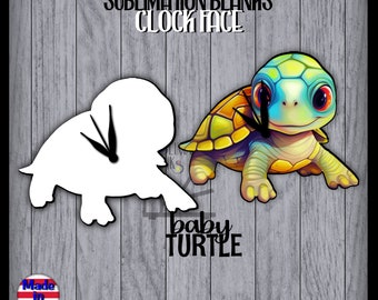 TURTLE CLOCK FACE Sublimation Blanks Wall Decor Gifts wall clock home decor mdf Sea Turtle Cute Turtle Clock Blank diy Baby Turtle Nursery