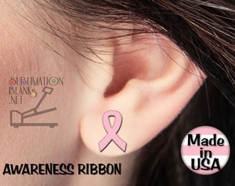 Breast Cancer AWARENESS RIBBON STUD Earrings Sublimation Blanks Earrings Bulk Wholesale Earrings Cute Earrings jewelry breast cancer gifts