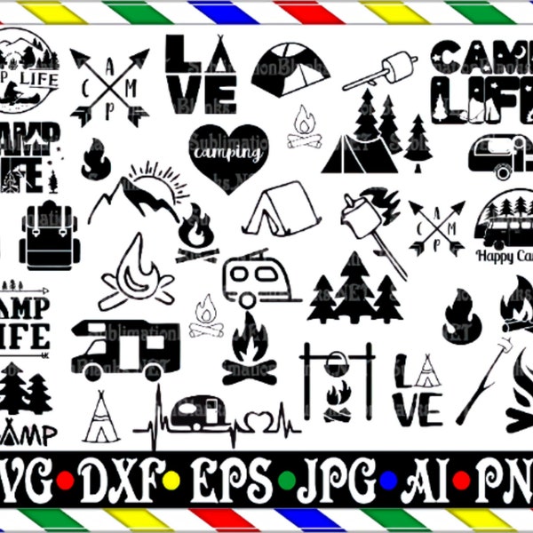 Camping Bundle SVG - Camping SVG - Camping Silhouette - Camp Life SVG - Camping Clipart - Camping geschnitten Datei - Abenteuer SVG - digitaler Download
