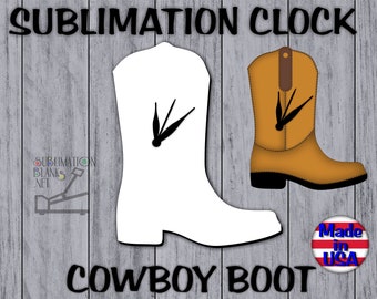 CLOCK FACE Cowboy Boot Sublimation Blanks Personalized Custom Clock Photo Gift wall clock home decor mdf Farmhouse Country & Western Diy