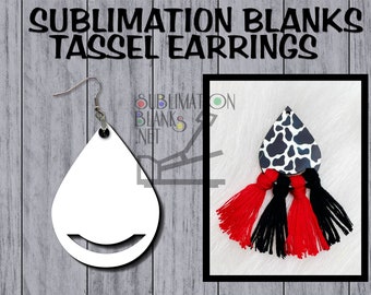 TEARDROP Earrings SINGLE Sided SUBLIMATION Blanks Tassel Earrings Cute Earrings Dangle Boho Earrings Jewelry Tassel Fringe Earrings diy drop