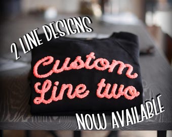 Embroidered Sweatshirts CUSTOM 2 LINE Personalized Yarn Gifts for Her Gifts for Him Chenille Yarn Game Day Customized Team Spirit Shirts