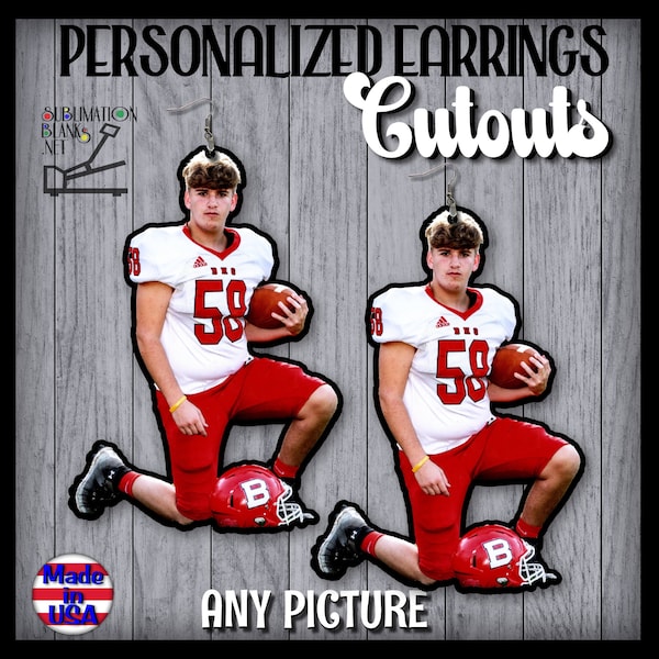 ss Gepersonaliseerd cadeau Aangepaste oorbellen UITSNIJDING Foto voetbal cadeau Valentijnsdag cadeau voor haar Gepersonaliseerde sieraden Moederdag cadeau Handgemaakt