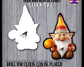 SUBLIMATION CLOCK FACE -Sublimation Blanks - Clock Hardware - Diy - Clock Kit - Wall Clock - Decor - Halloween Decor Gnome Candy Corn Clock