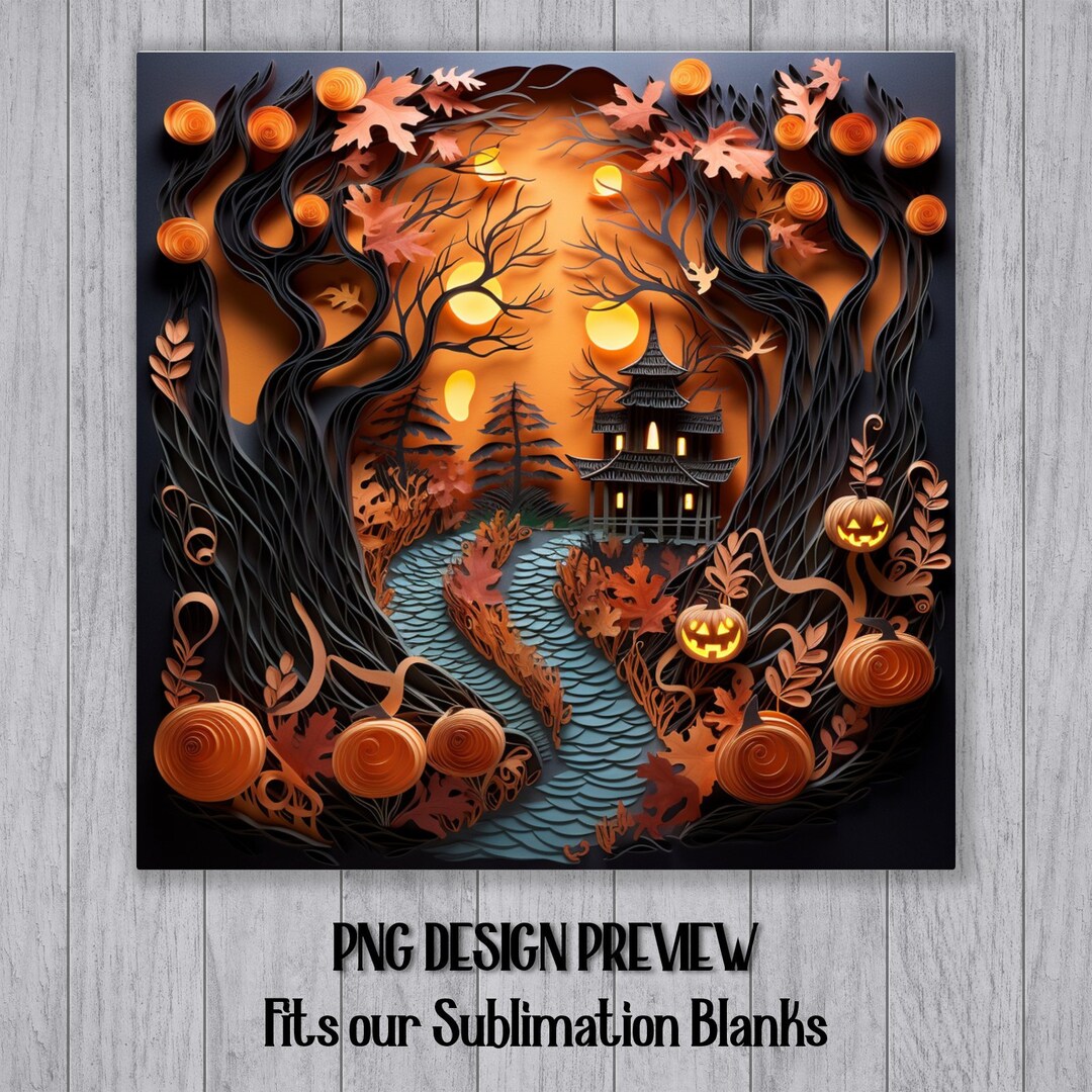 3d HALLOWEEN PNG Printable Digital Paper Art Clock Face - Etsy