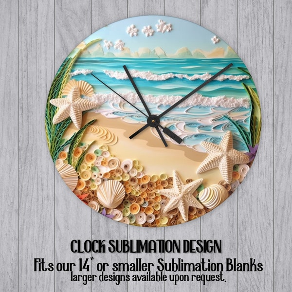 3d Sand Sea Beach Ocean Seashells Png Printable Digital Paper Art Clock Face Sublimation Designs Downloads Wall Art Clock Blanks Designs