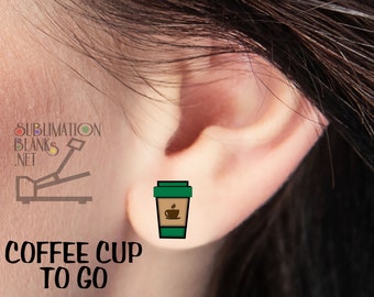 COFFEE CUP to go Christmas Earrings Stud Earrings SUBLIMATION Blanks Cute Earrings Coffee Earrings Autumn Fall Earrings paper cup diy