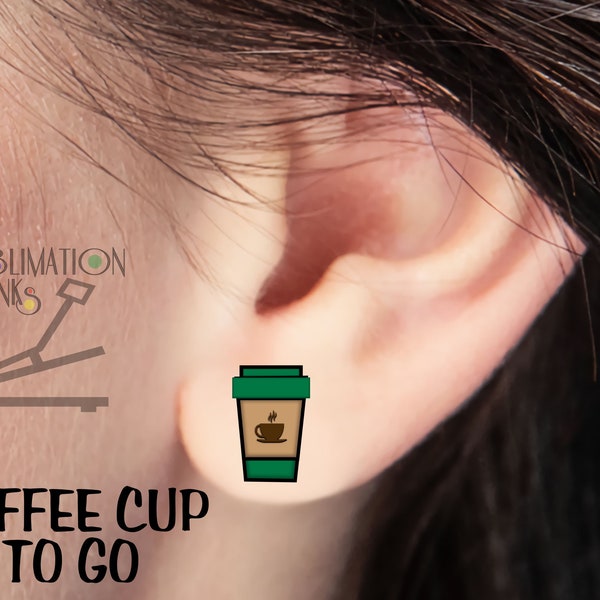 COFFEE CUP to go Christmas Earrings Stud Earrings SUBLIMATION Blanks Cute Earrings Coffee Earrings Autumn Fall Earrings paper cup diy