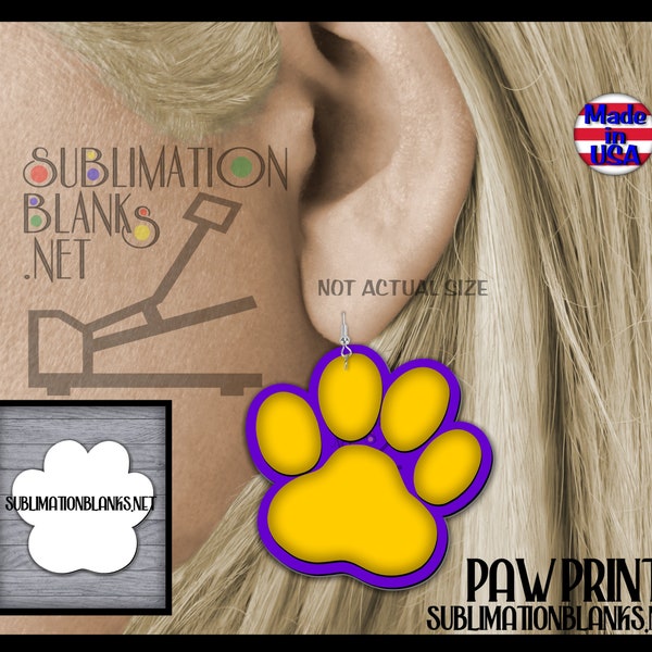 Ss PAW PRINT EARRINGS Sublimation Blanks Earrings Dangle & Drop Handmade jewelry Pendant charm Unisub Hardboard Mdf diy Dog Print Cat Print