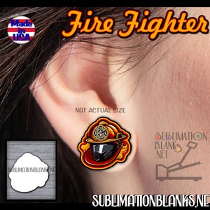 FIREFIGHTER STUD Earrings SUBLIMATION Blanks Team Earrings Bulk Cute Earrings jewelry Gifts Studs fire department mask hat shield fire logo