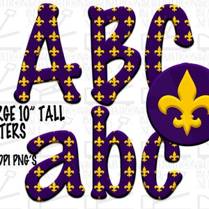 Fleur De Lis, Cajun MARDI GRAS PNG, Font png, Letters, Png, Alphabet, Monogram, Sublimation Designs Downloass, Initial, purple, green, gold