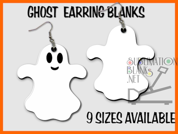 STUD Earrings GHOST SUBLIMATION Blanks Earrings Single Sided Halloween Earrings  Bulk Wholesale Earrings Cute Earrings Jewelry Diy 