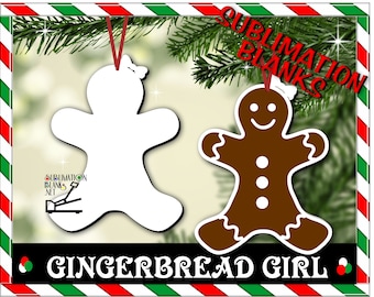 ss GINGERBREAD GIRL Christmas Ornament Sublimation Blanks Picture Ornament Photo Gift Christmas Deco Christmas Decor Decorations sub blanks