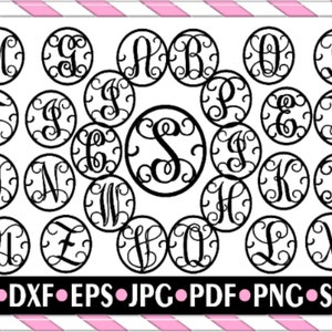 Monogram Letters MONOGRAM SVG Frame Bundle Letters Initials Cut Files Cricut Silhouette Laser Cut Files Png Ai Dxf Eps Monogram Font Designs
