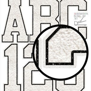 Black White Glitter, CHENILLE Letters, PNG, Patches, Varsity Alphabet, Glitter Font,  sublimation png, Athletic
