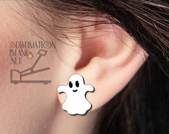 STUD Earrings GHOST SUBLIMATION Blanks Earrings Single Sided Halloween Earrings Bulk Wholesale Earrings Cute Earrings jewelry diy