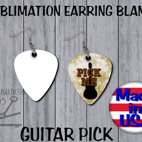 GUITAR PICK Earrings Single Sided SUBLIMATION Blanks Wholesale Cute Earrings Dangle Earrings Jewelry Blanks diy Country Western Jewelry