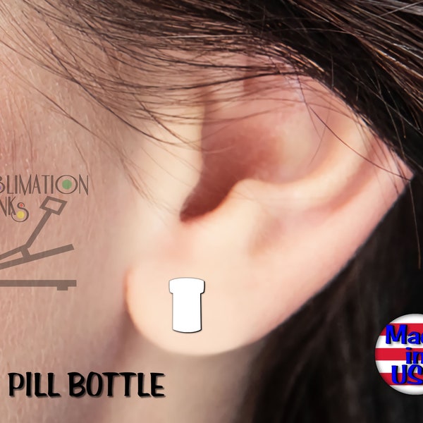 Pill Bottle STUD Earrings SUBLIMATION Blanks Earrings Bulk Wholesale Cute Earrings jewelry diy Over the Hill Geriatric Senior Citizen Gifts